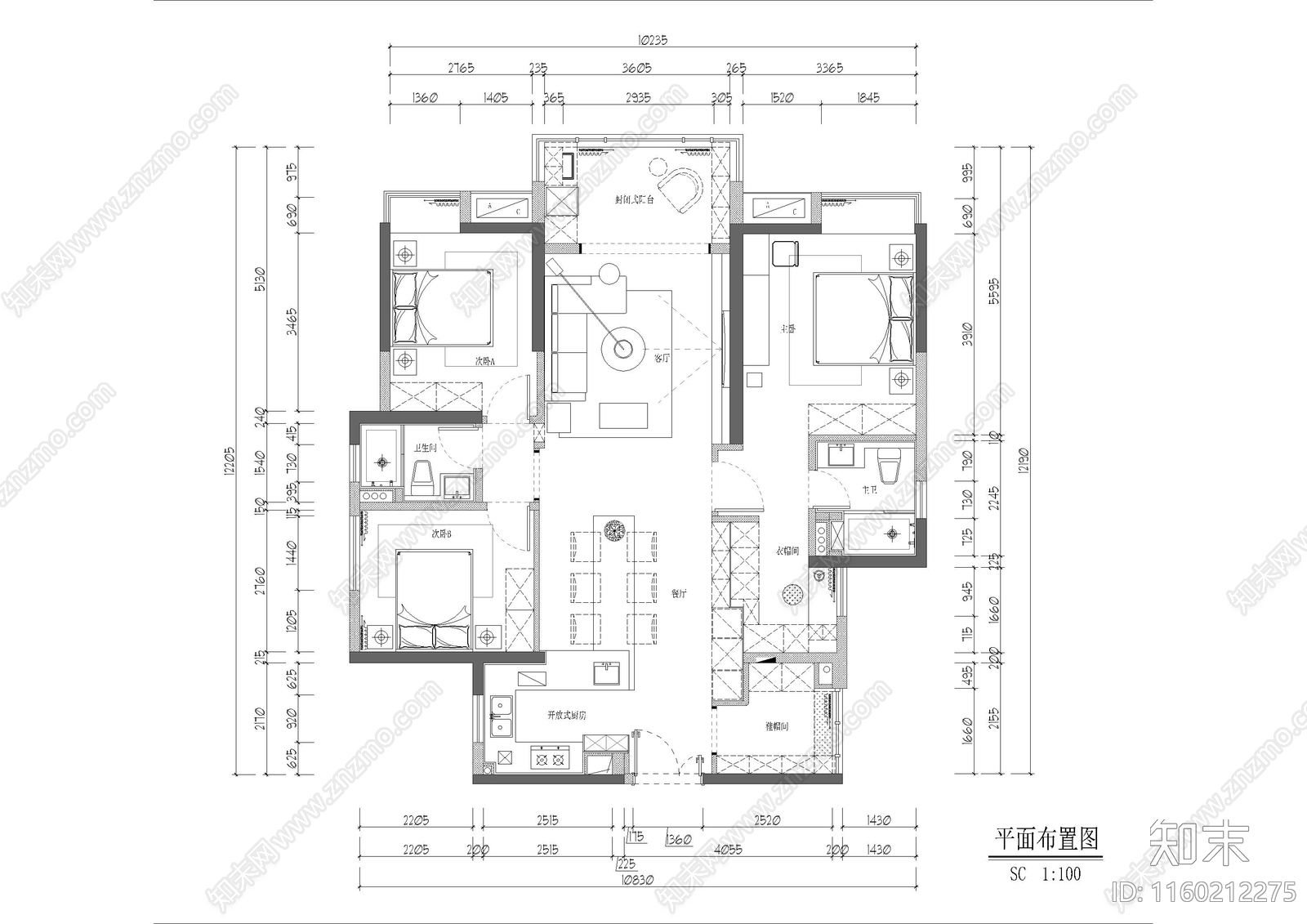 现代极简家居施工图下载【ID:1160212275】