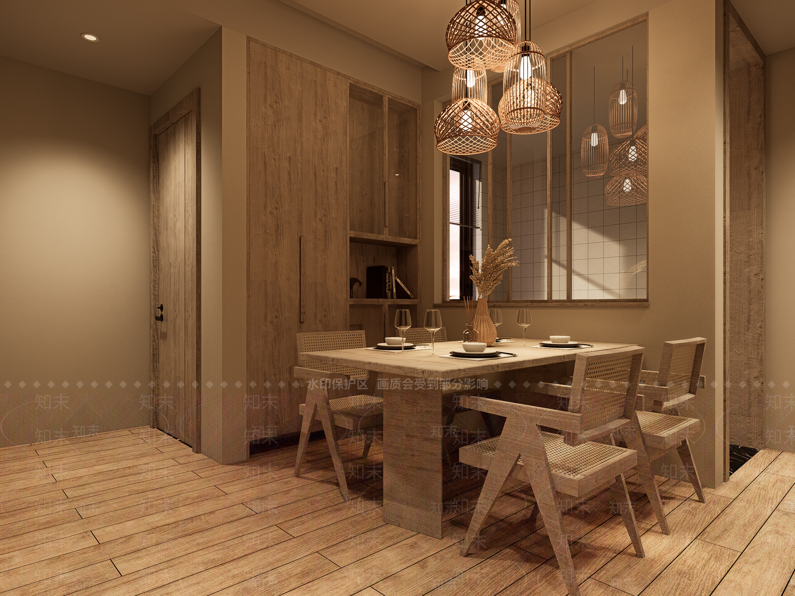 北欧实木现代时尚简约餐厅桌椅家具SU模型下载【ID:1160219423】