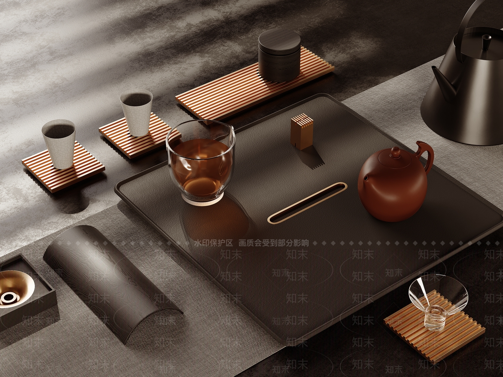 新中式茶具组合3D模型下载【ID:1160220311】