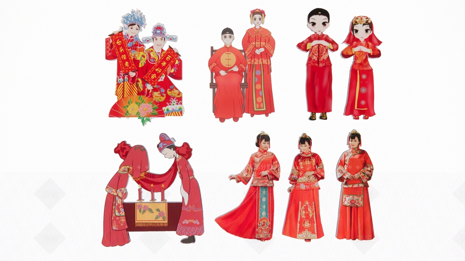 2D中式婚礼新人人物婚庆剪影SU模型下载【ID:1160226502】