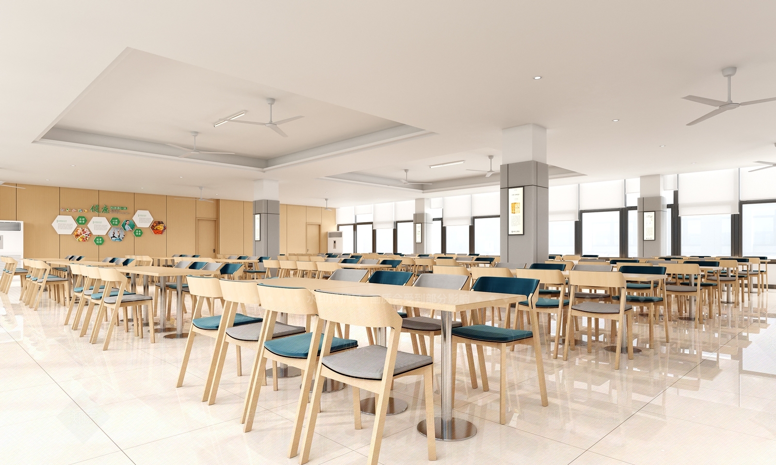 现代学校食堂3D模型下载【ID:1160244785】