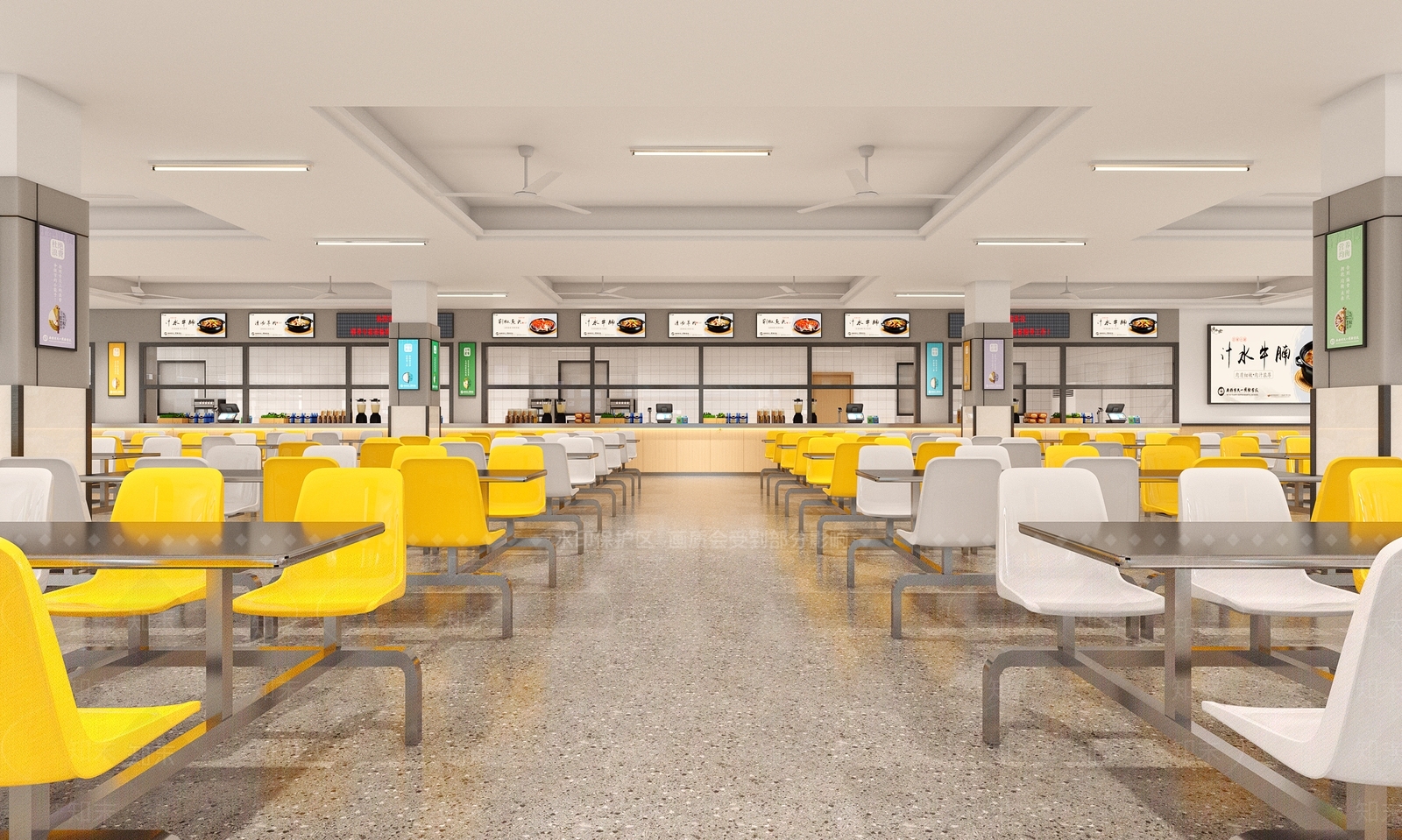 现代学校食堂3D模型下载【ID:1160244785】