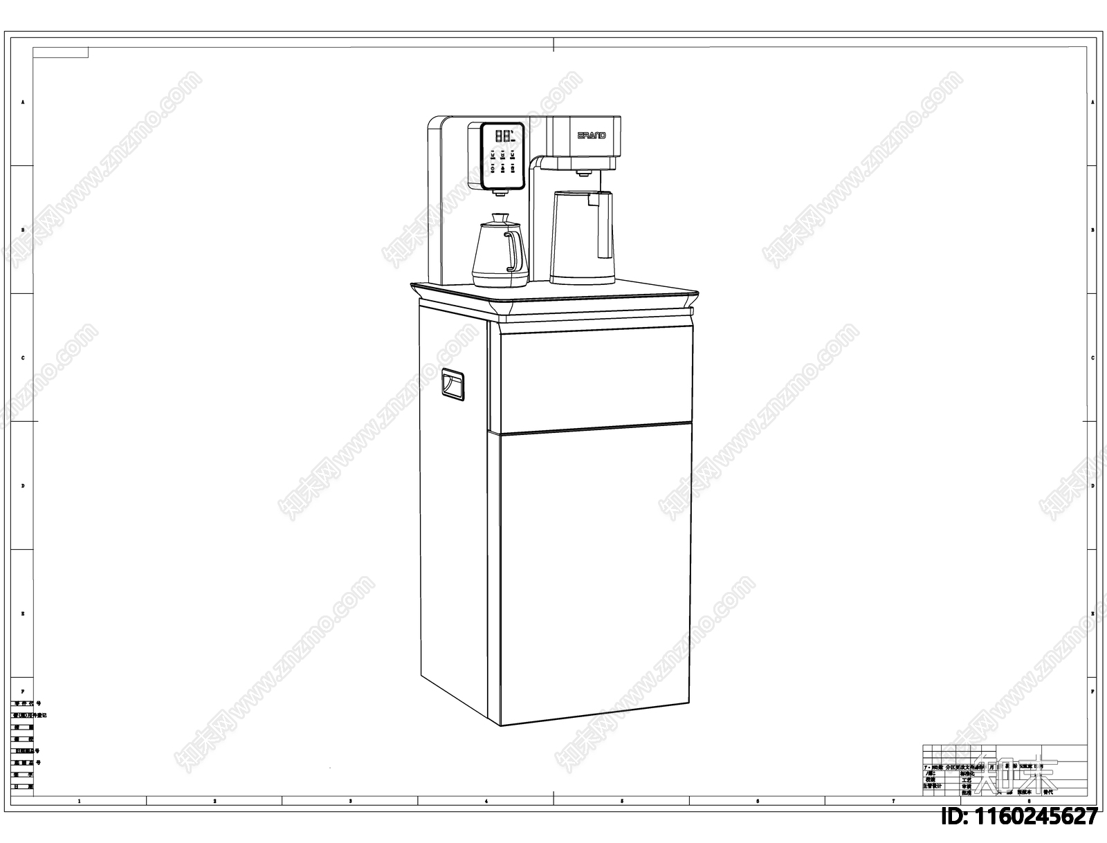 茶吧机线稿图设计cad施工图下载【ID:1160245627】