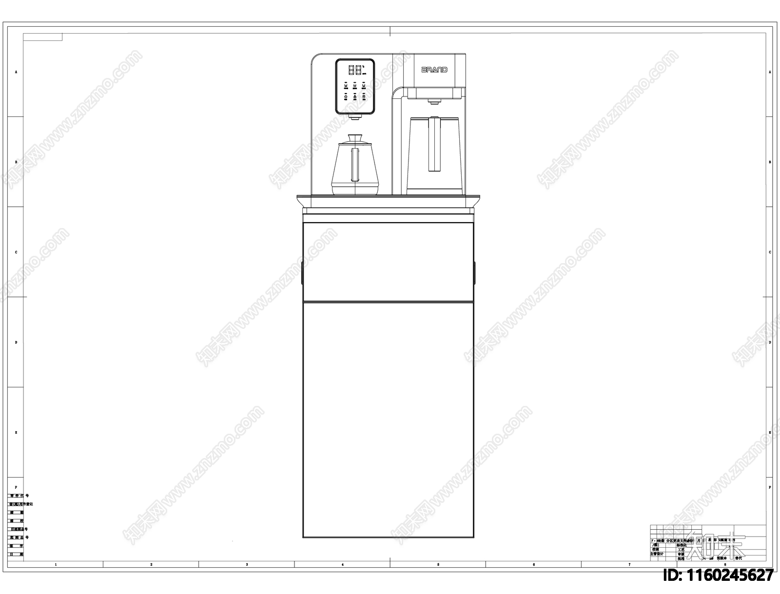茶吧机线稿图设计cad施工图下载【ID:1160245627】