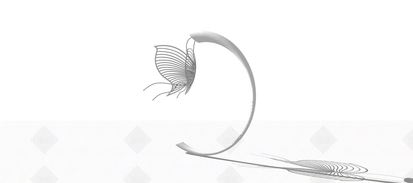 蝴蝶雕塑SU模型下载【ID:1160251389】