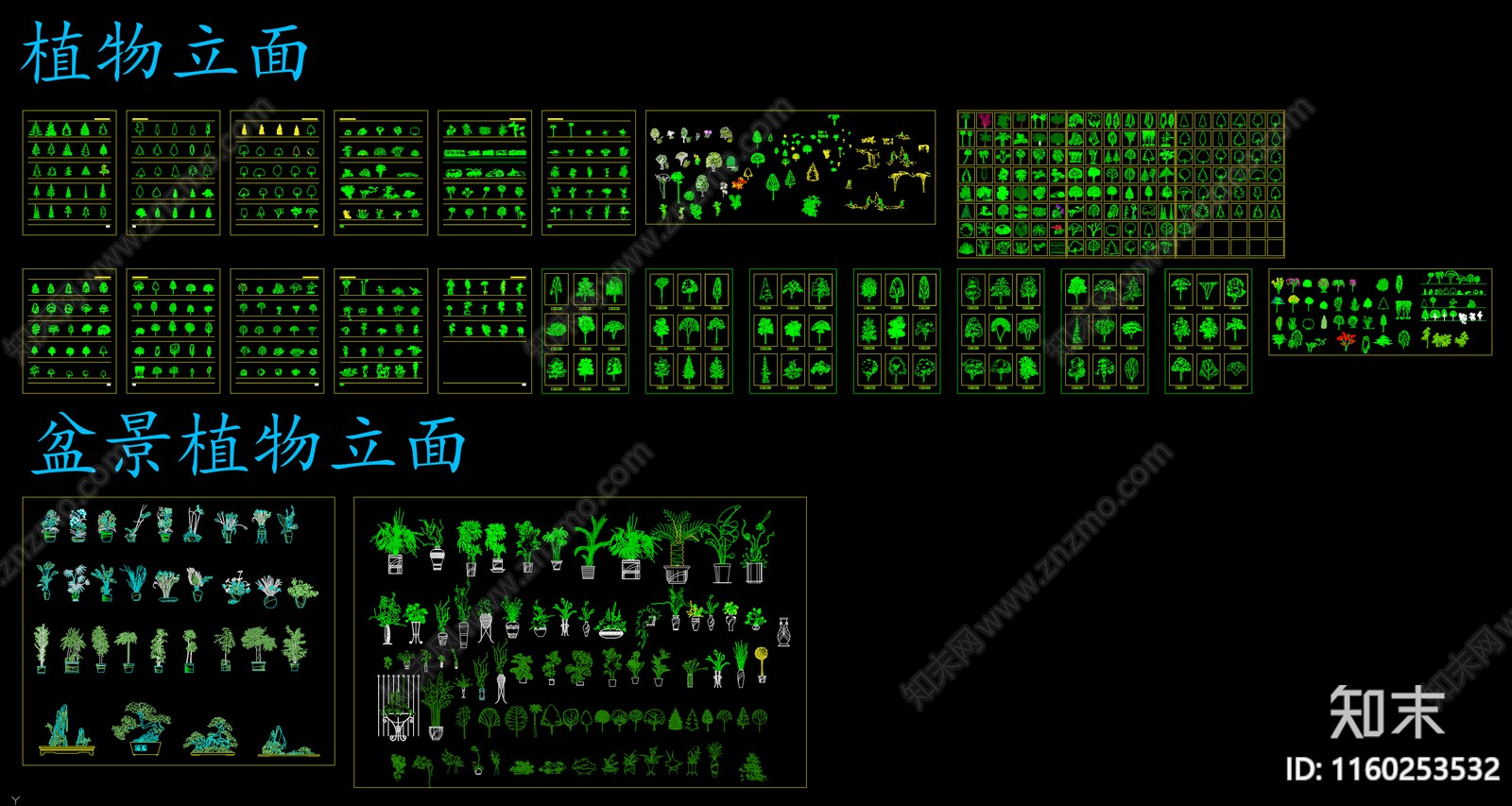 园林景观植物立面图例施工图下载【ID:1160253532】