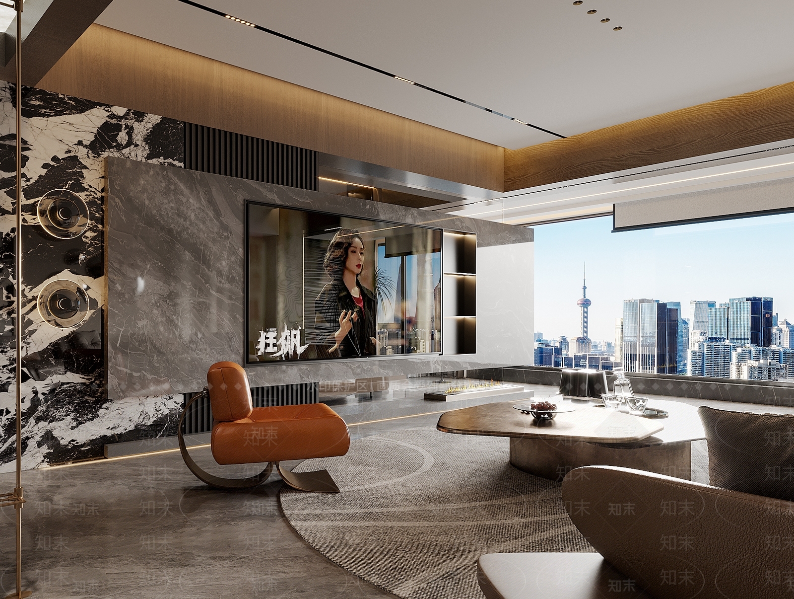 意式轻奢电视背景墙意式客厅3D模型下载【ID:1160253758】