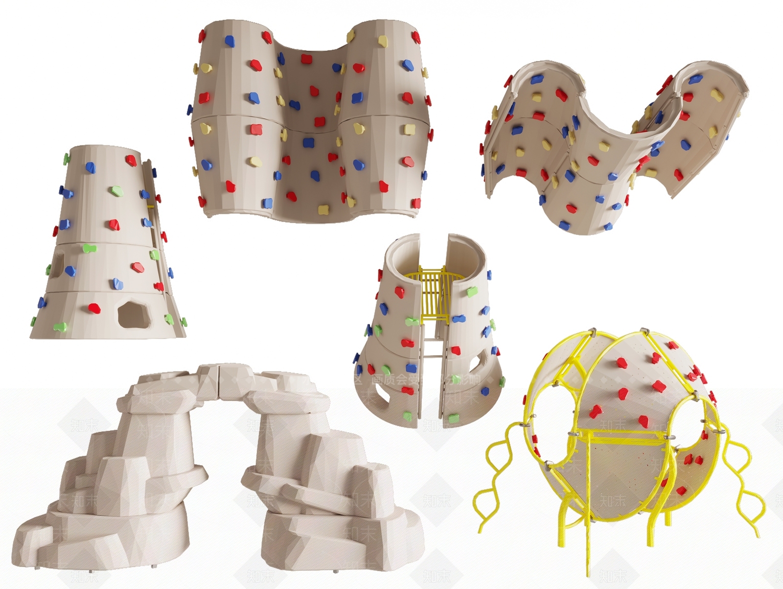 现代儿童攀岩墙3D模型下载【ID:1160254702】