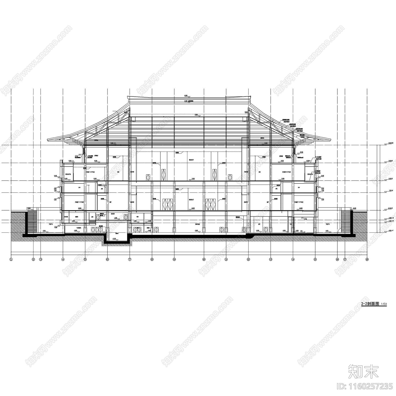 西安丝路国际园林酒店会议中心建筑CA施工图下载【ID:1160257235】