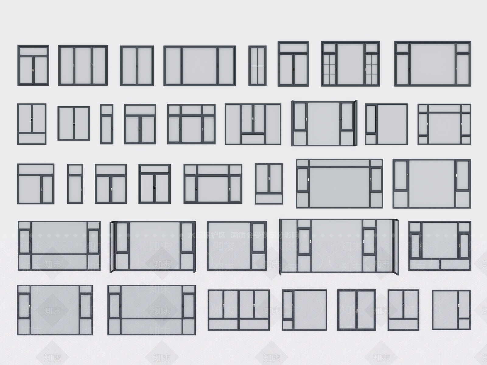 现代窗户3D模型下载【ID:1160259031】