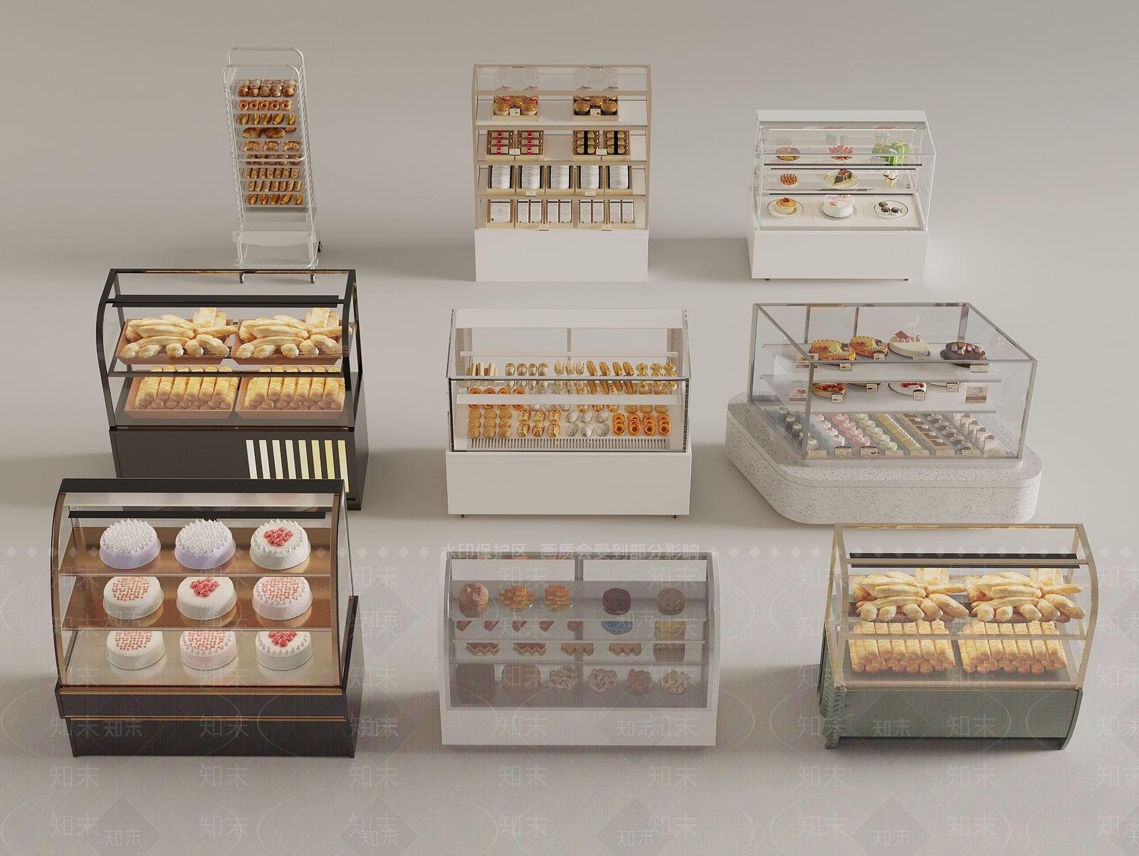面包店货架3D模型下载【ID:1160260388】