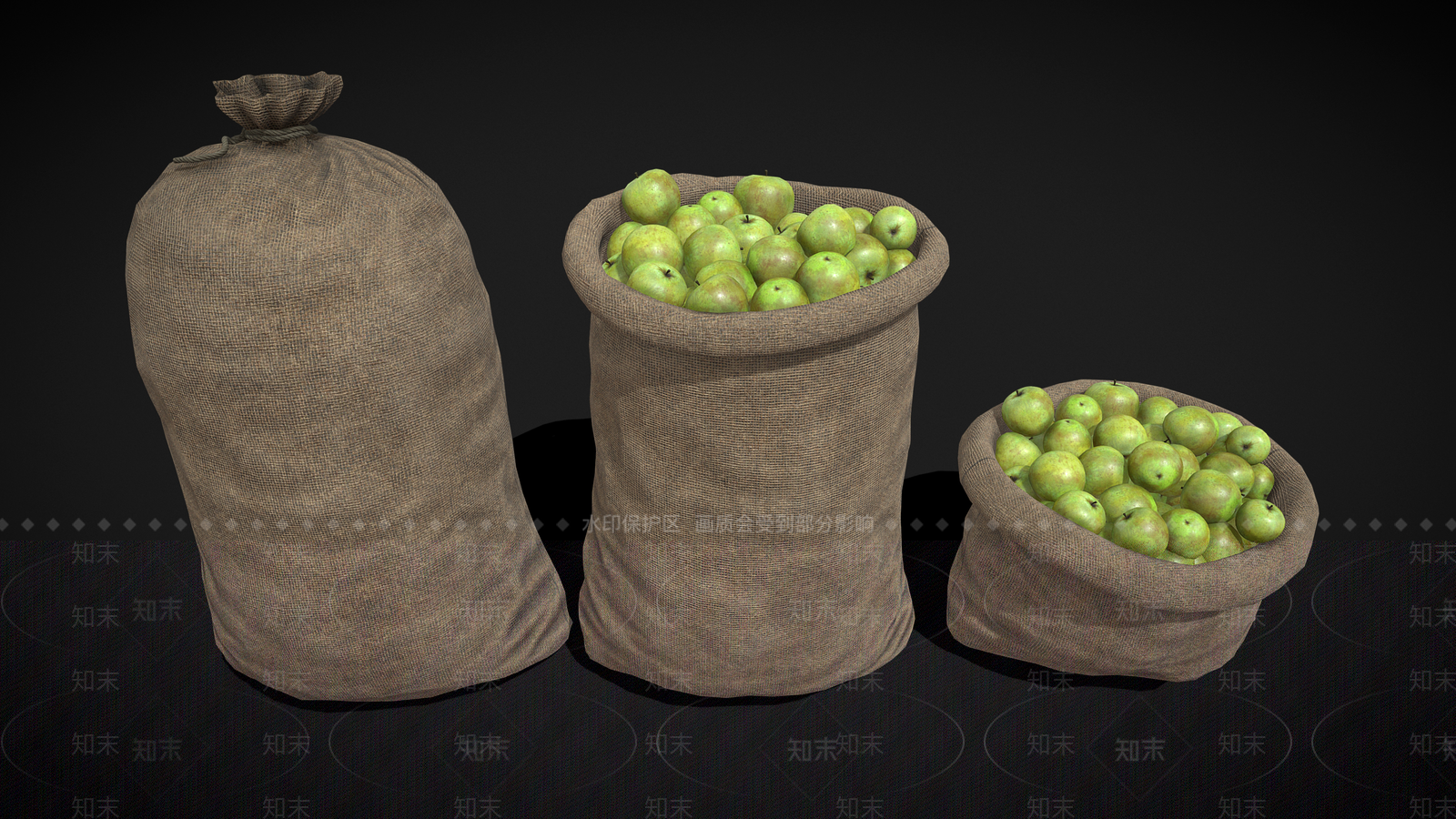 粗麻袋青苹果3D模型下载【ID:1160265921】