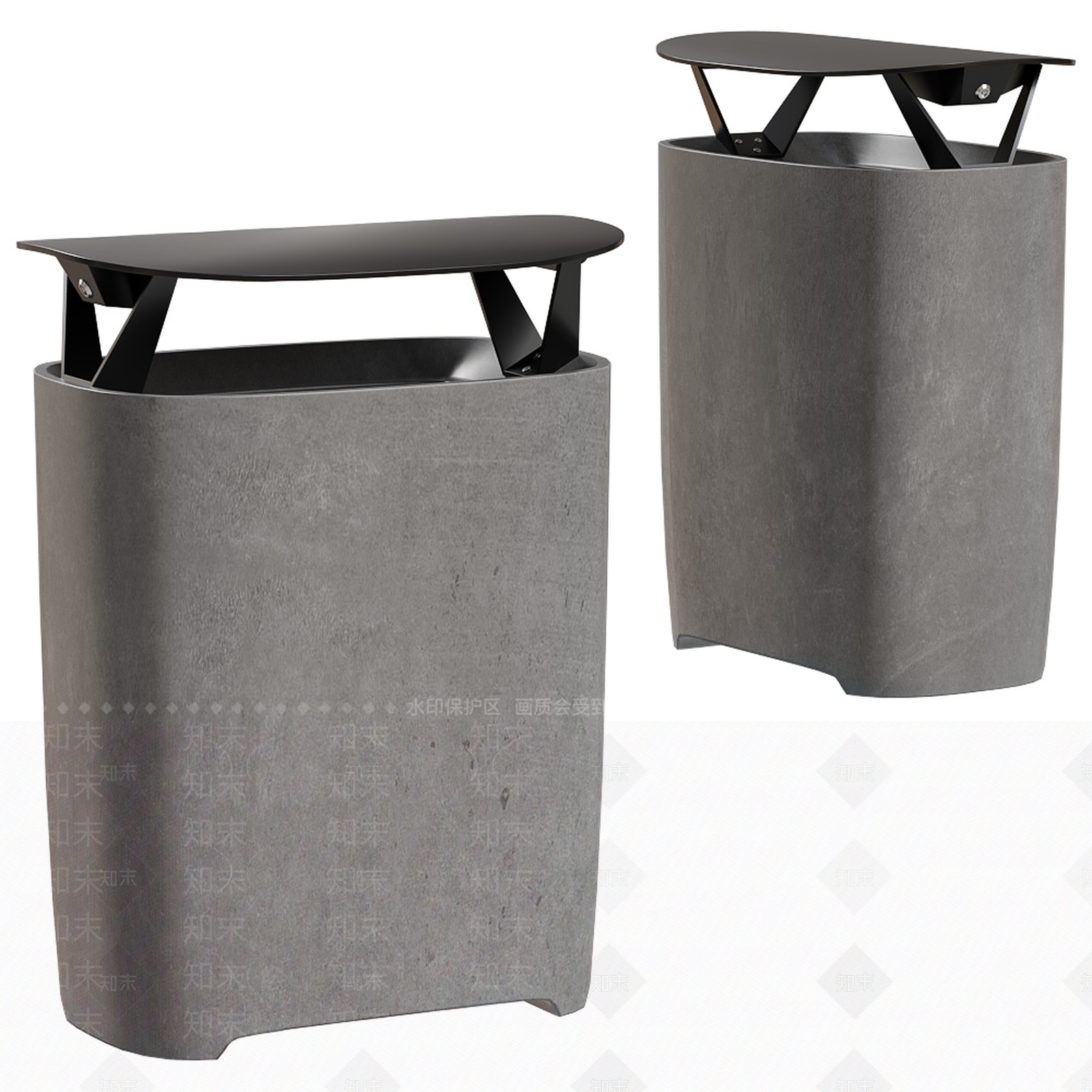 现代户外混凝土异形垃圾箱桶3D模型下载【ID:1160269824】