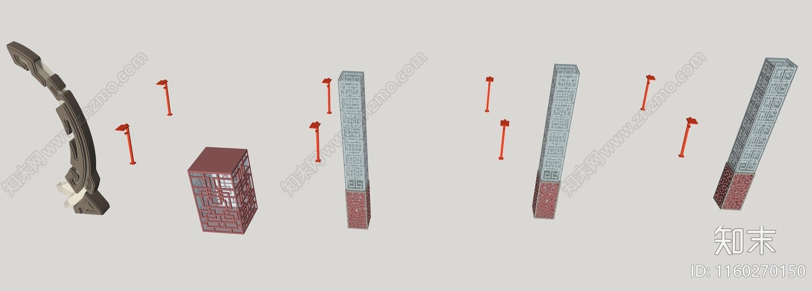 中式景观灯柱SU模型下载【ID:1160270150】