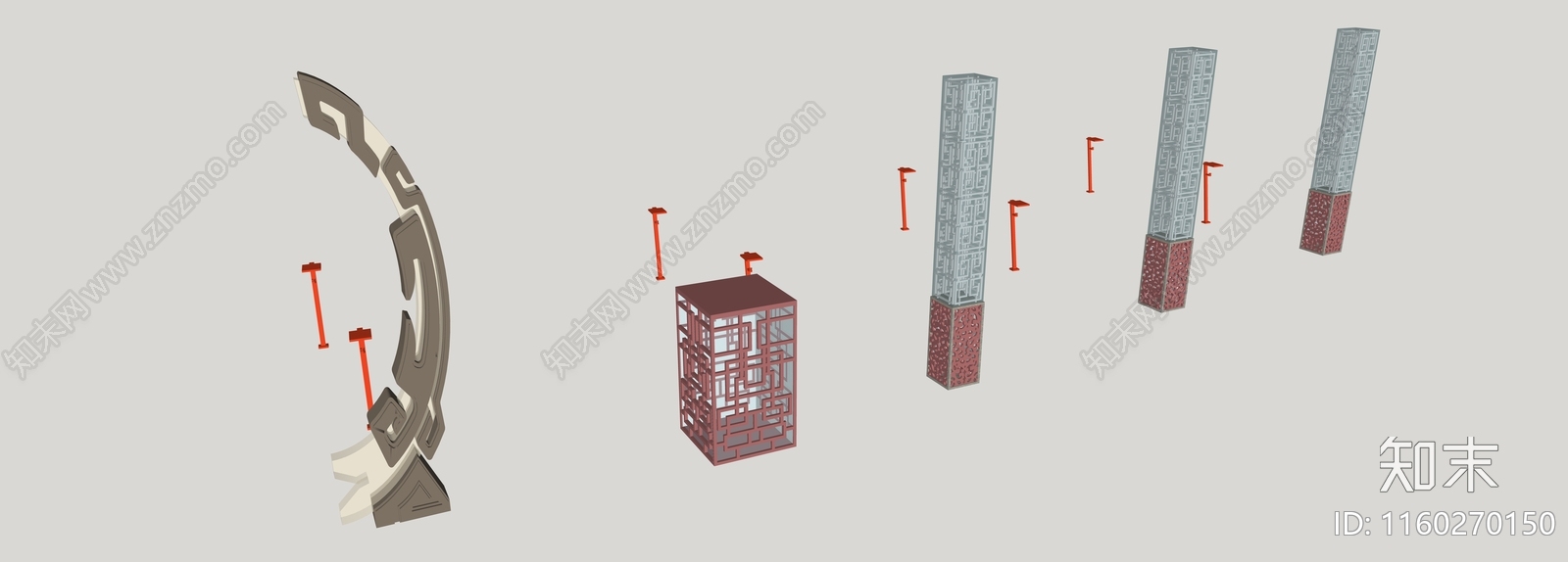 中式景观灯柱SU模型下载【ID:1160270150】