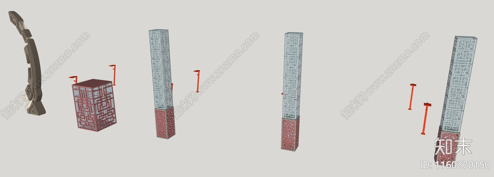 中式景观灯柱SU模型下载【ID:1160270150】