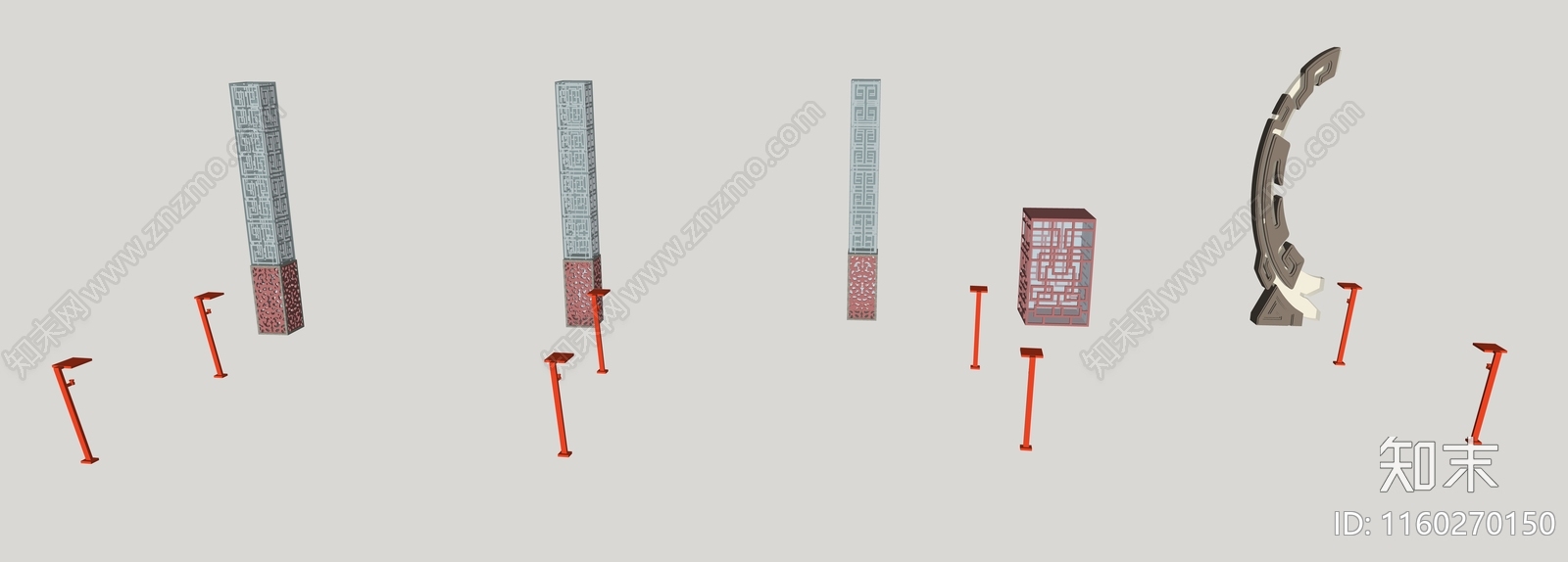 中式景观灯柱SU模型下载【ID:1160270150】