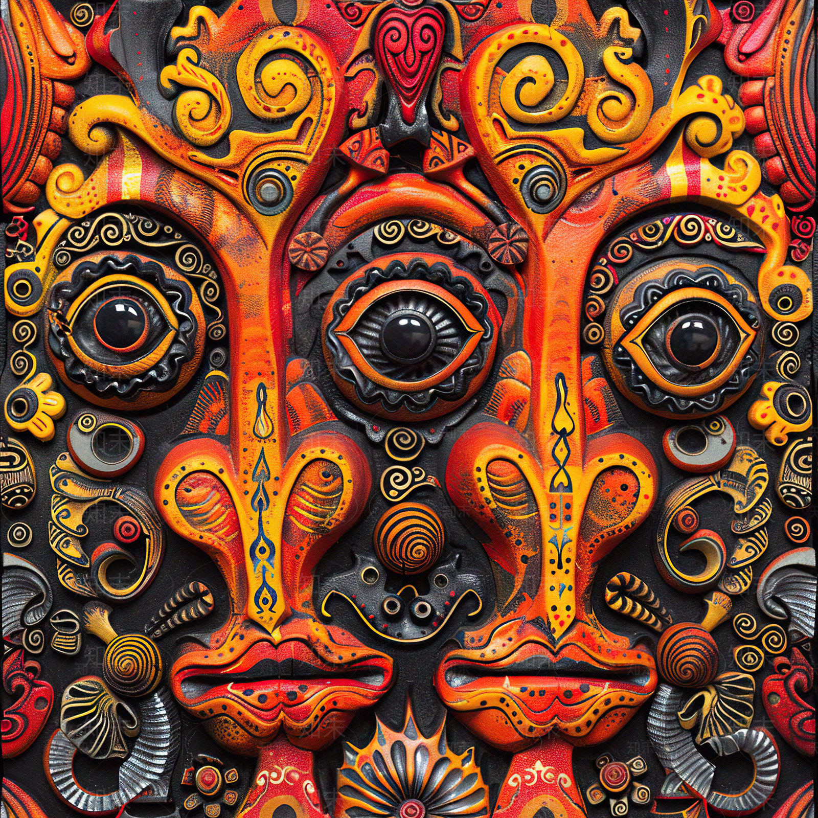 无缝玛雅古迹彩画墙面贴图下载【ID:1160273810】