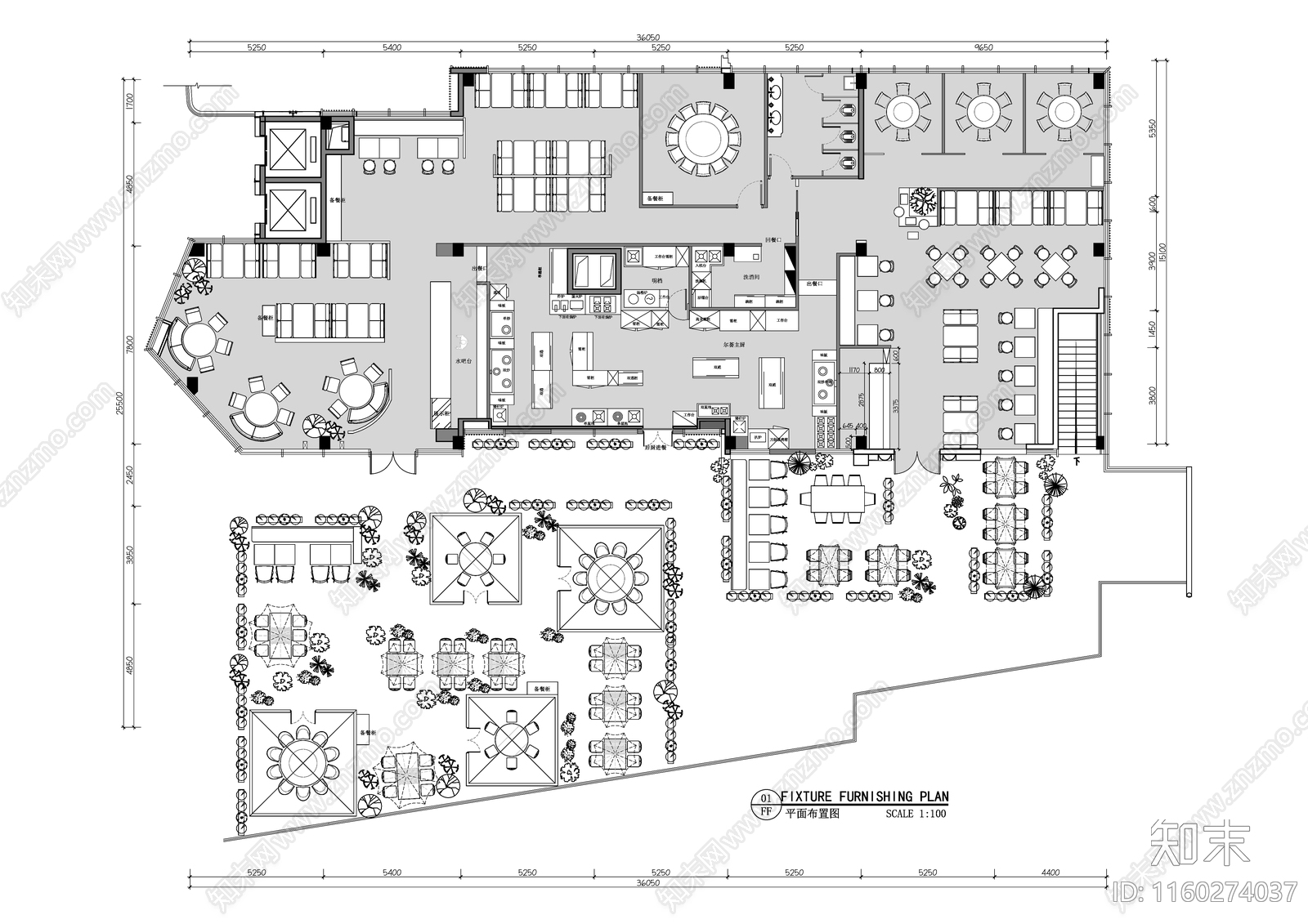 泰国菜东南亚菜餐厅平面布置图cad施工图下载【ID:1160274037】