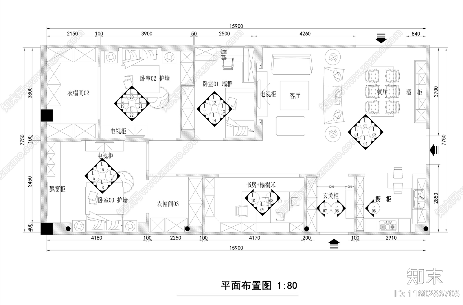 两套家具板材展厅CAcad施工图下载【ID:1160286706】