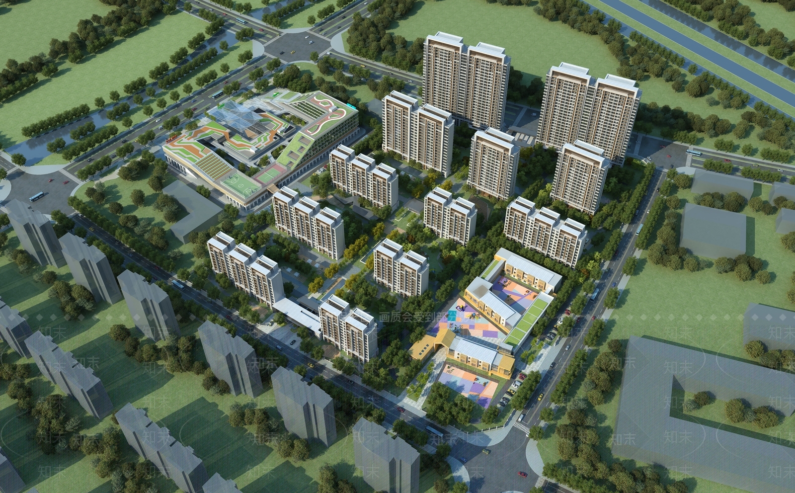 现代住宅鸟瞰3D模型下载【ID:1160298046】