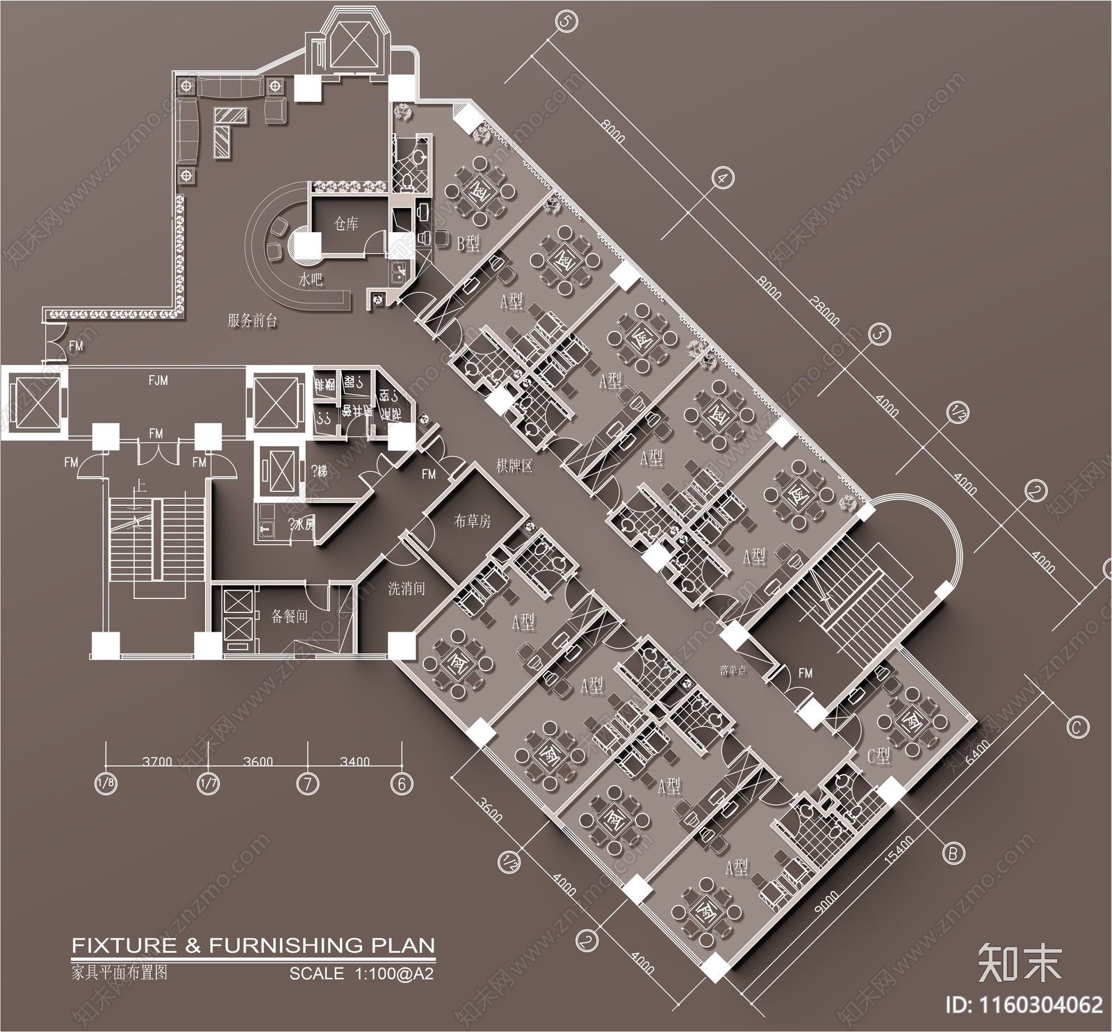 600㎡麻将馆棋牌室平面布置图PSD施工图下载【ID:1160304062】