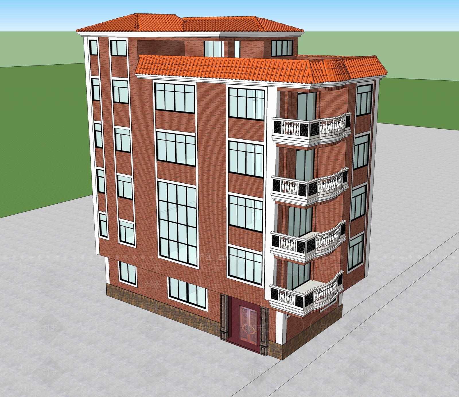 现代农村自建房住宅SU模型下载【ID:1160304066】