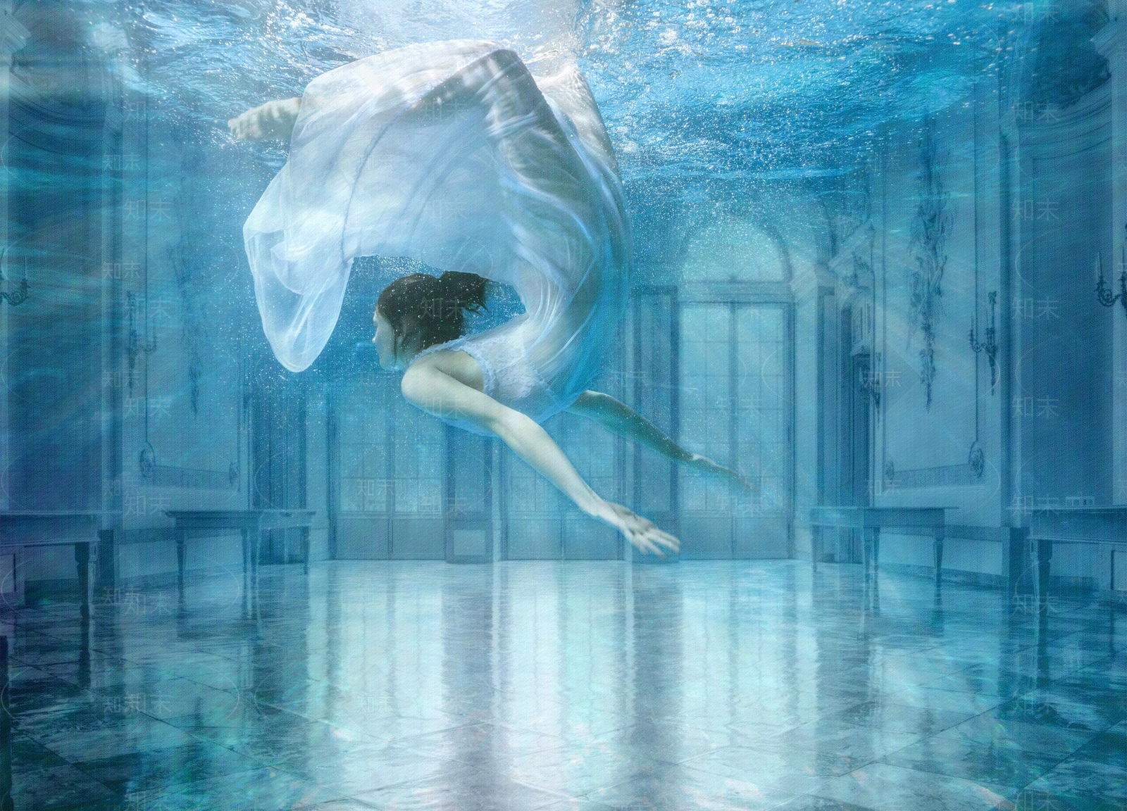 蓝色人像壁纸贴图下载【ID:1160304992】