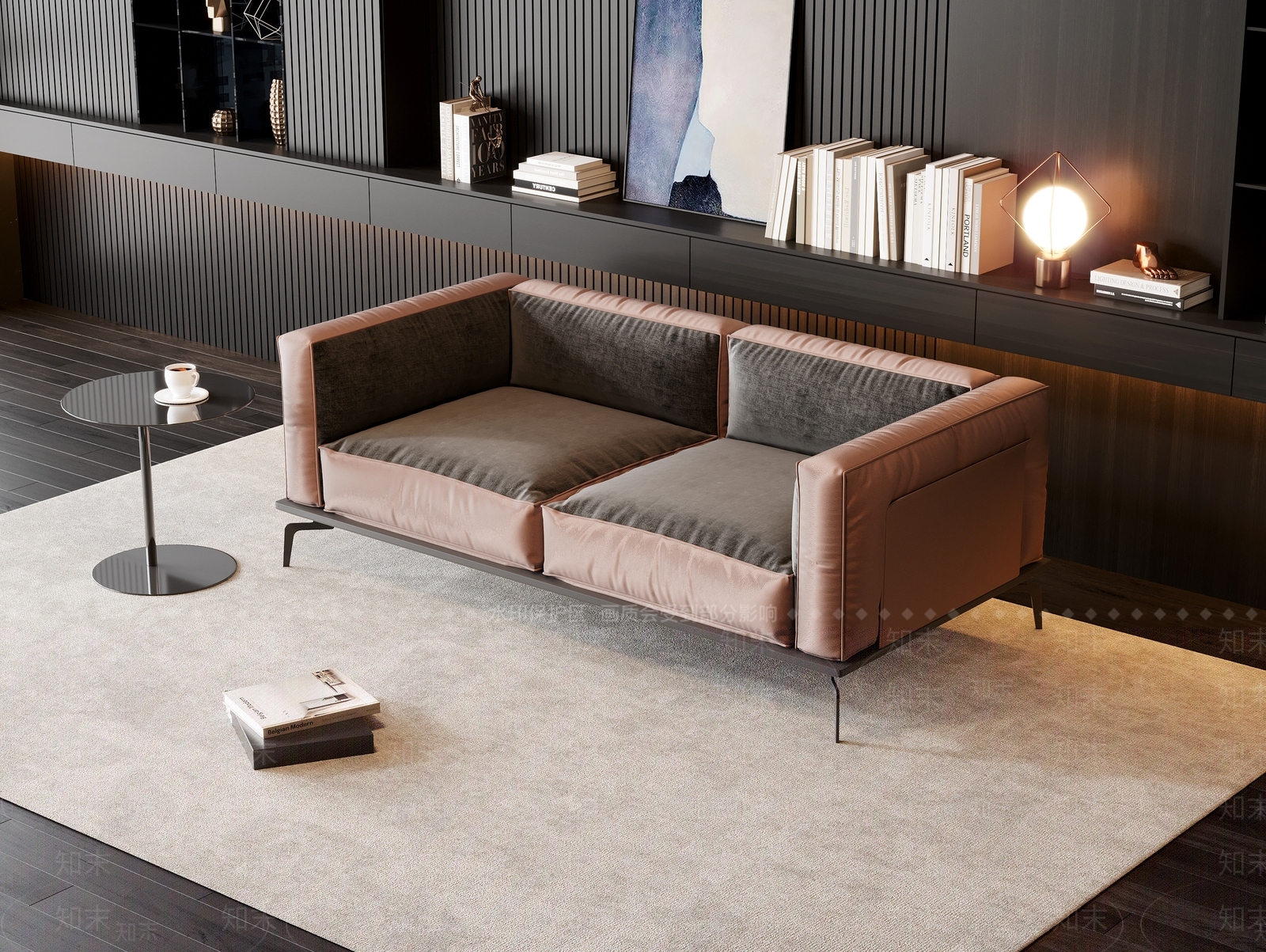 现代双人皮质沙发SU模型下载【ID:1160306059】