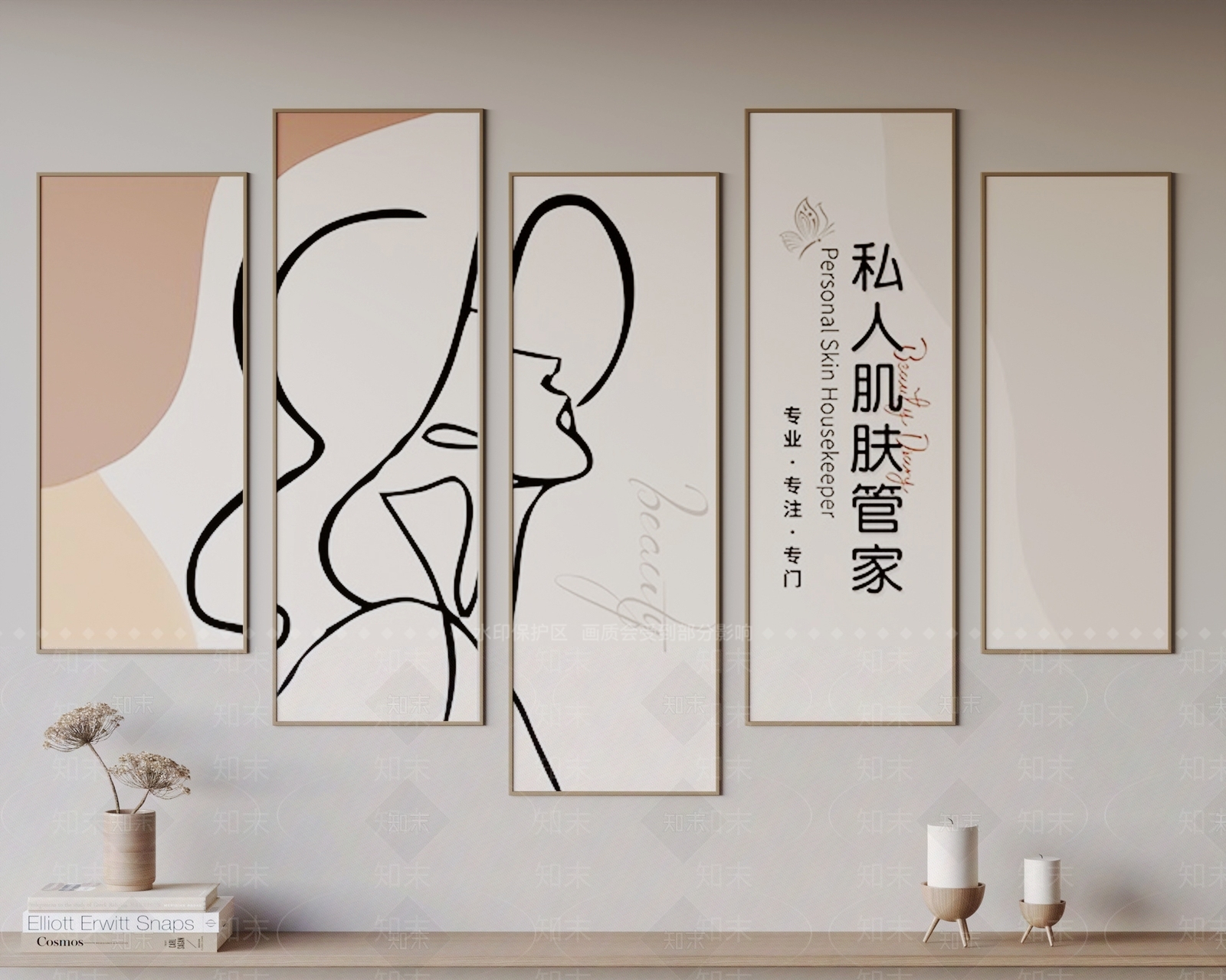 现代美容院包间挂画3D模型下载【ID:1160309770】