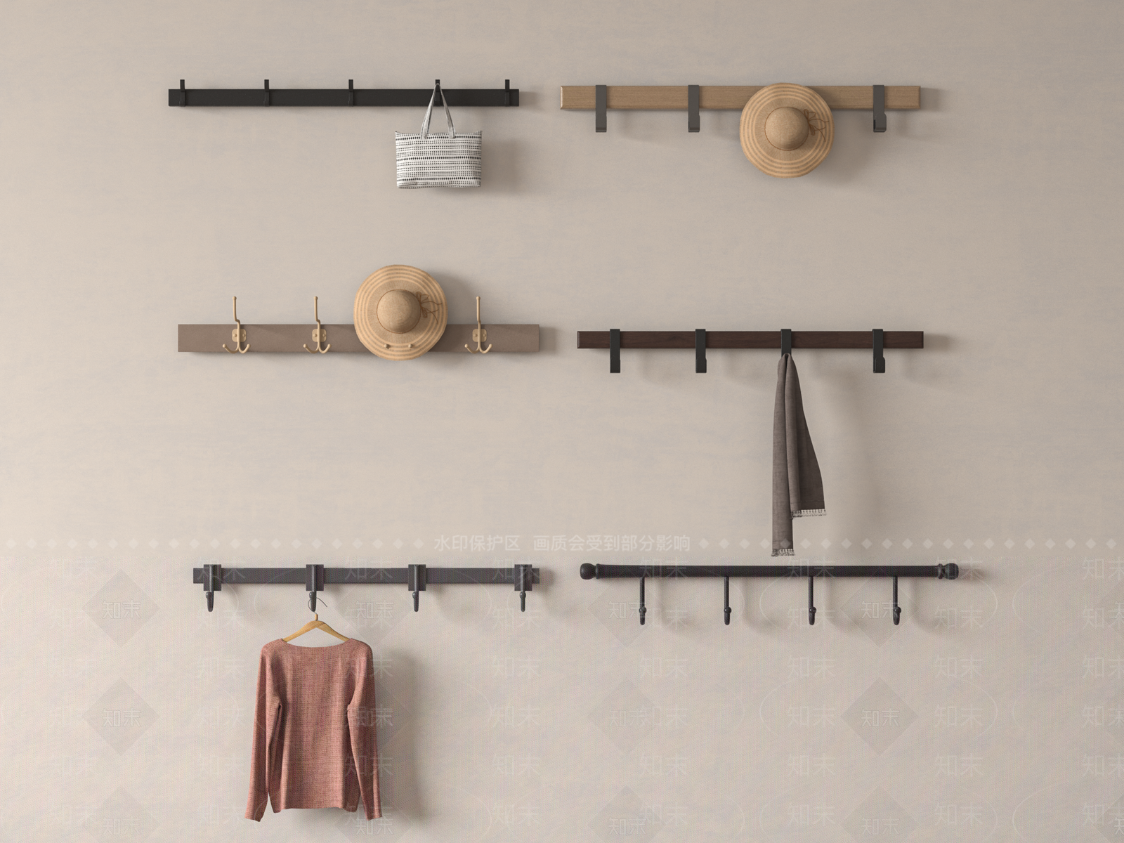 现代衣服挂钩3D模型下载【ID:1160311206】