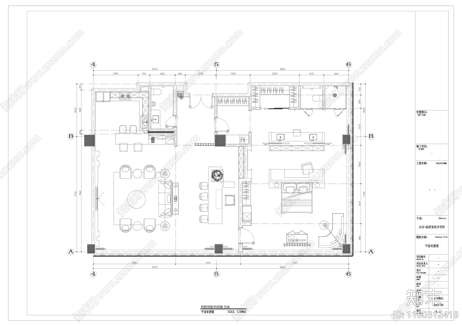 办公室cad施工图下载【ID:1160312419】
