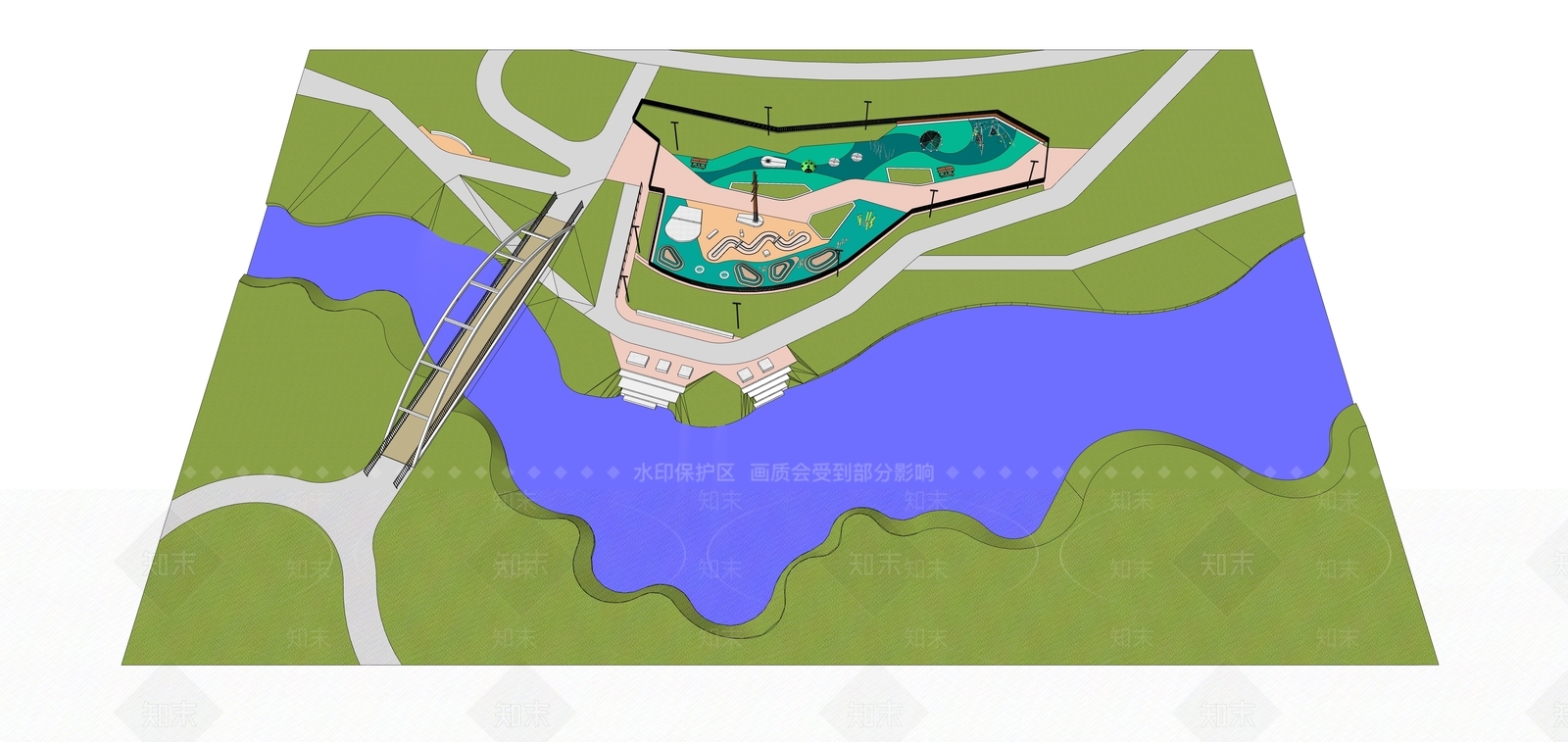 【SU悬赏模型】现代风格公园景观SU模型下载【ID:1160562962】