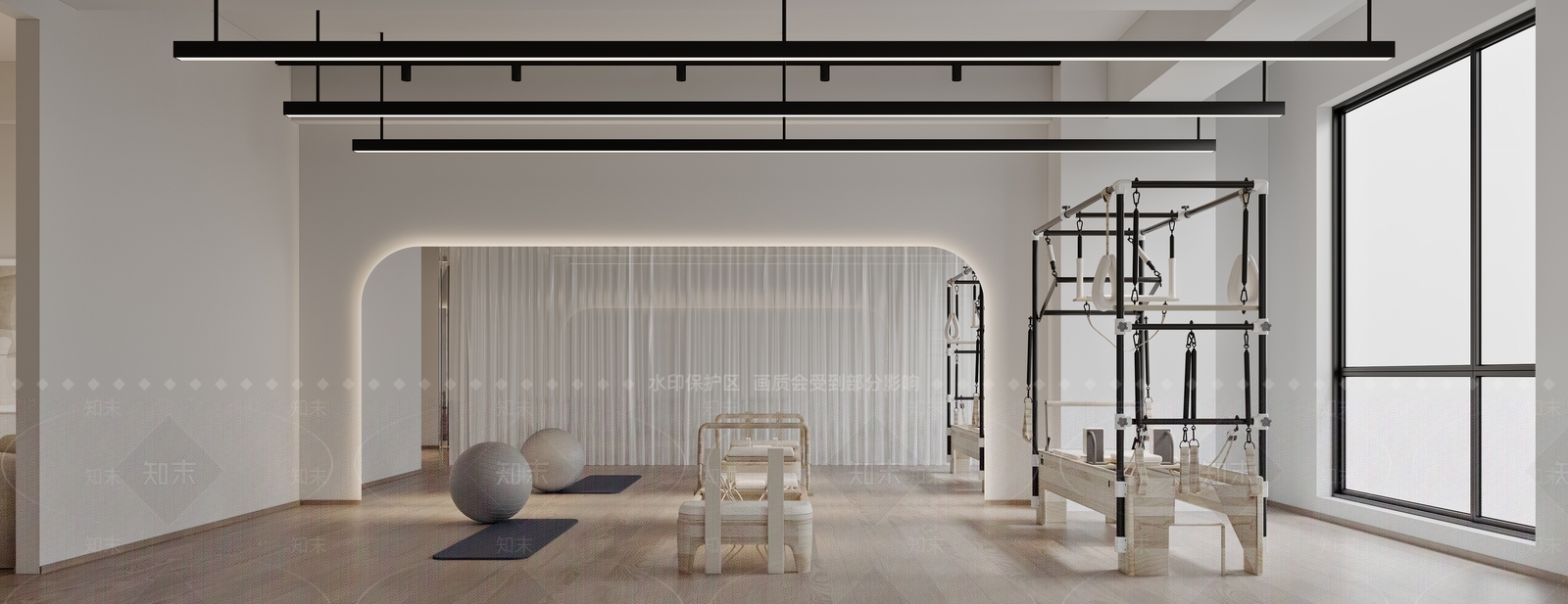 现代瑜伽室3D模型下载【ID:1160315409】