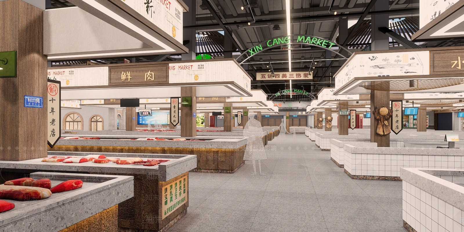 现代农贸市场SU模型下载【ID:1160317440】
