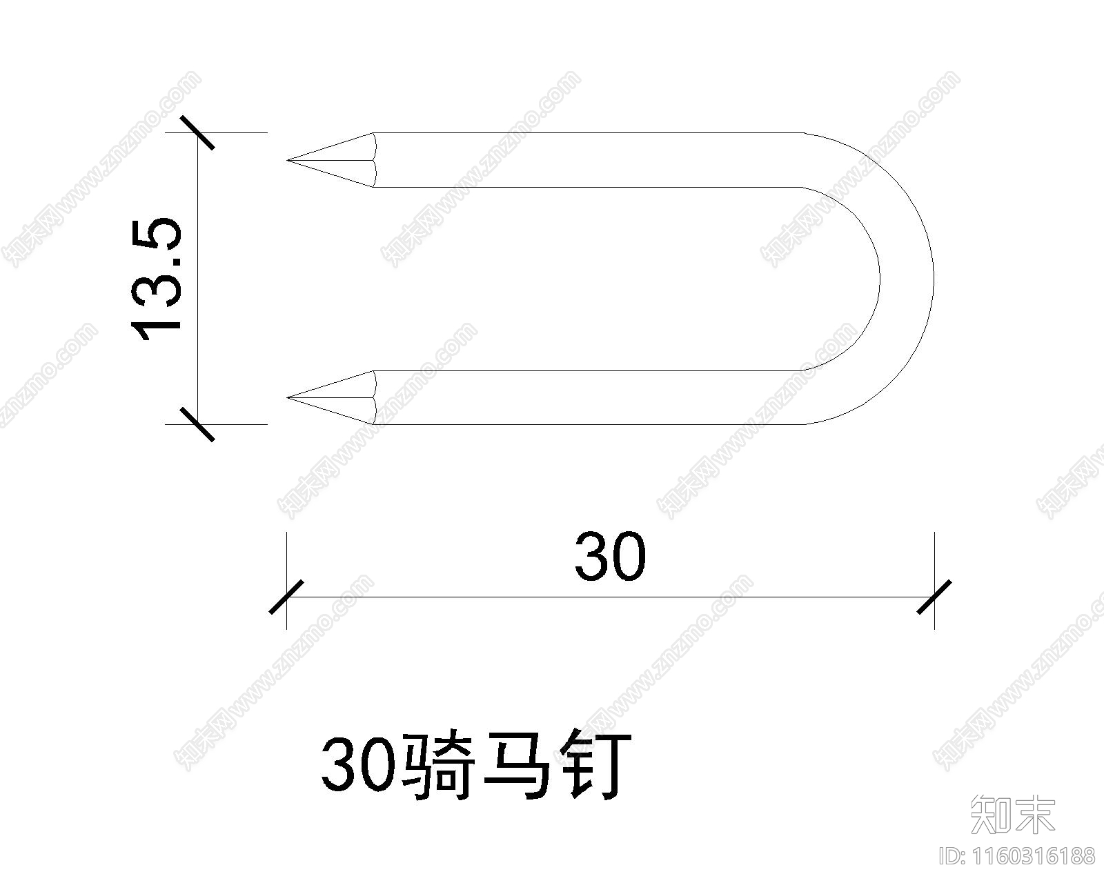 骑马钉cad施工图下载【ID:1160316188】