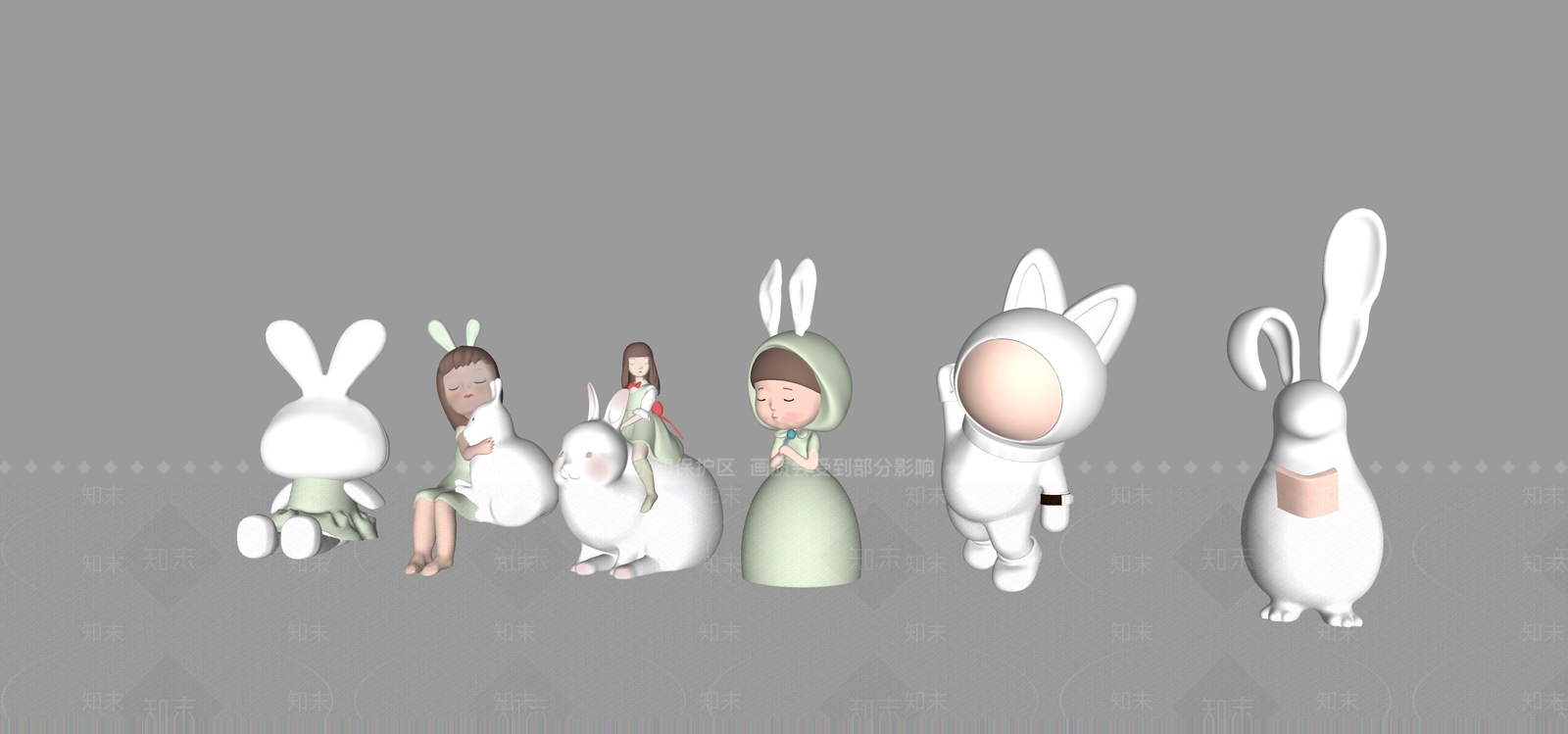 现代雕塑SU模型草图