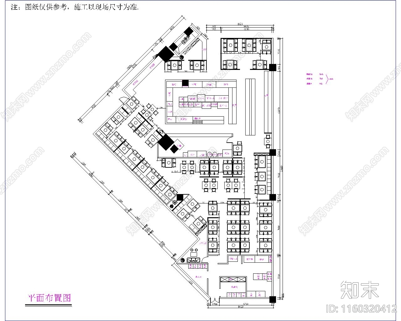 金石牛自助餐厅cad施工图下载【ID:1160320412】