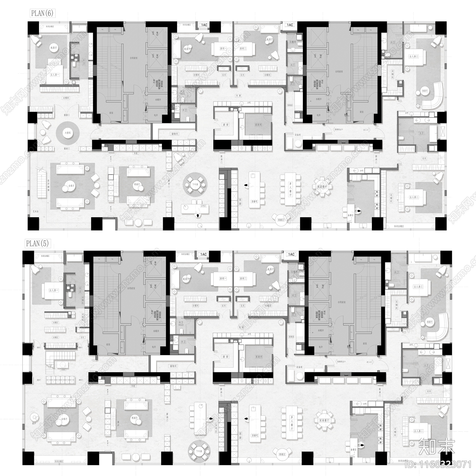 14期1000㎡多套打通六版方案施工图下载【ID:1160323071】