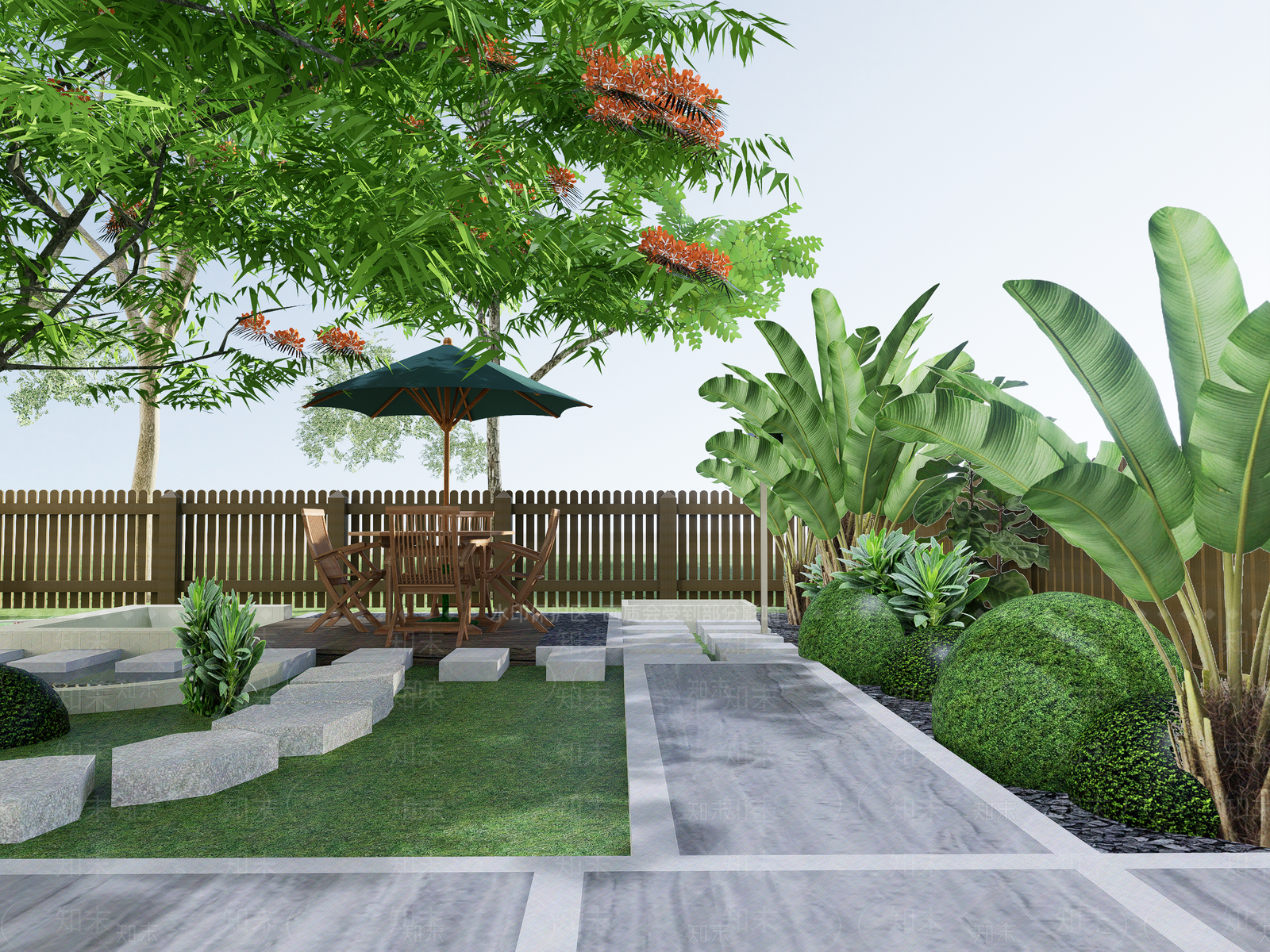 现代庭院景观设计SU模型下载【ID:1160325416】