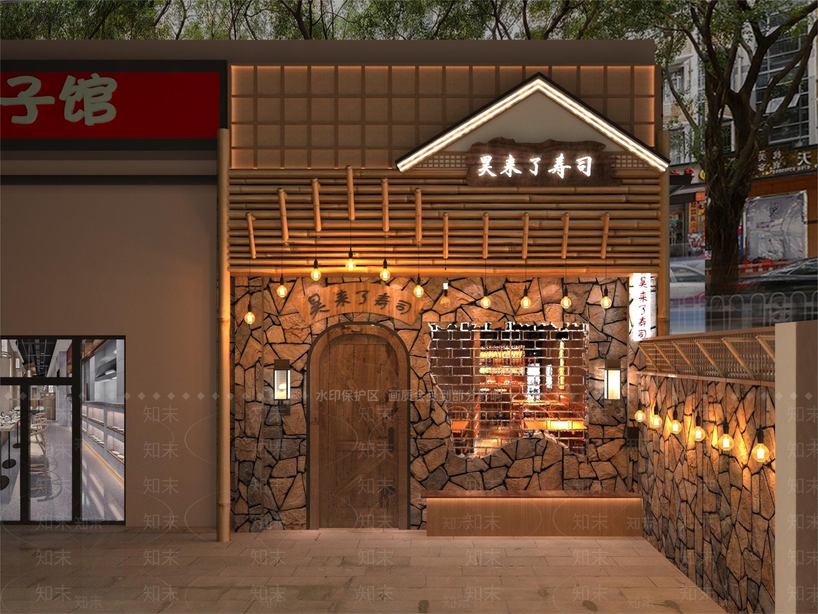 日式寿司店门头3D模型下载【ID:1160328406】