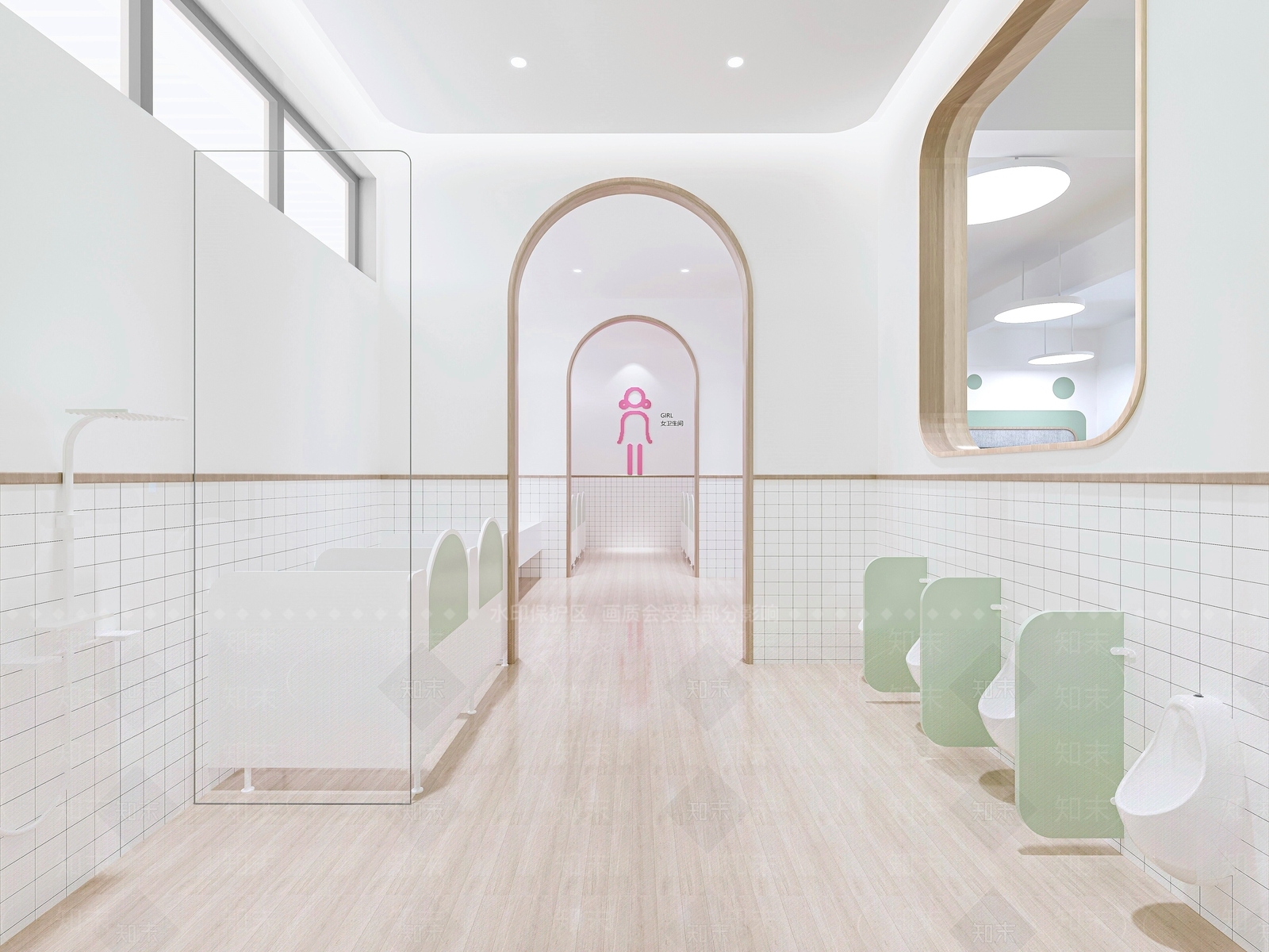 现代简约风格幼儿园卫生间SU模型下载【ID:1160332445】