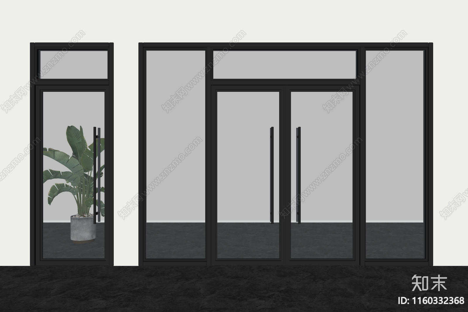 现代玻璃大门SU模型下载【ID:1160332368】