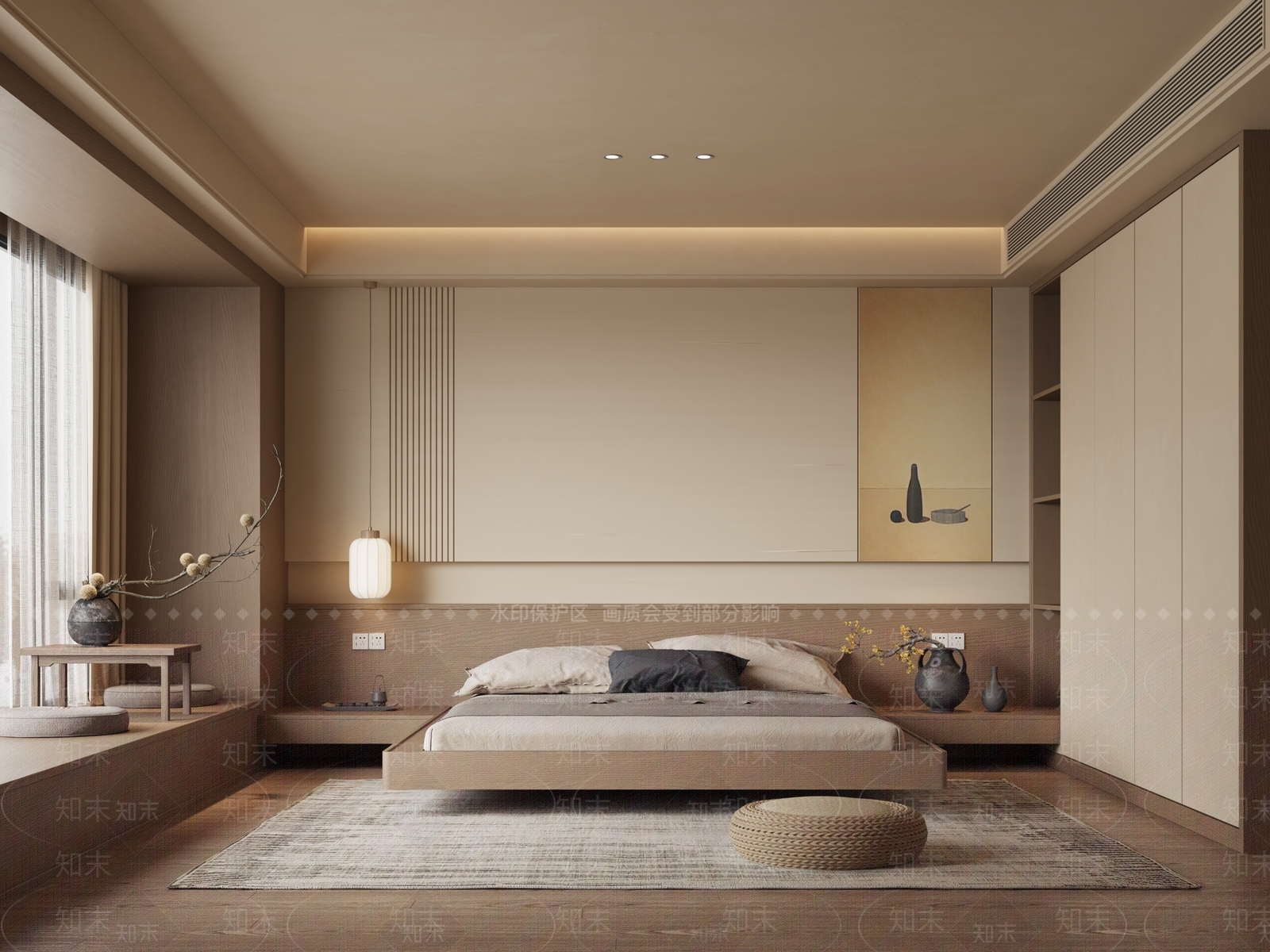 悬浮双人床家居卧室3D模型下载【ID:1227300535】