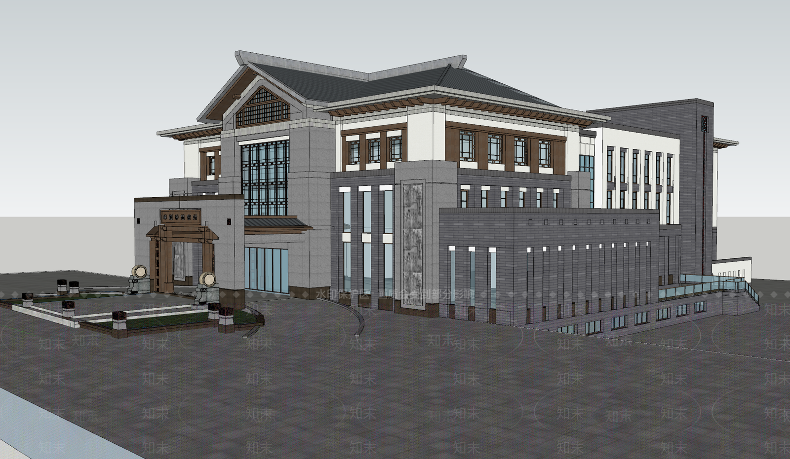 新中式古建会所SU模型下载【ID:1160333754】