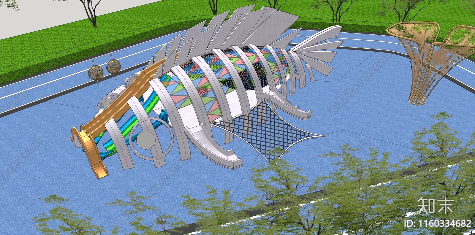 现代儿童游乐区SU模型下载【ID:1160334682】