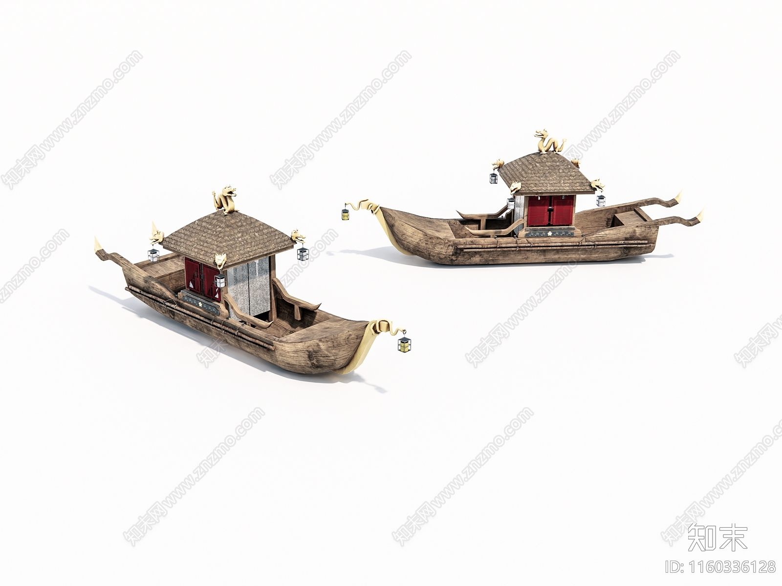 中式老旧木船3D模型下载【ID:1160336128】