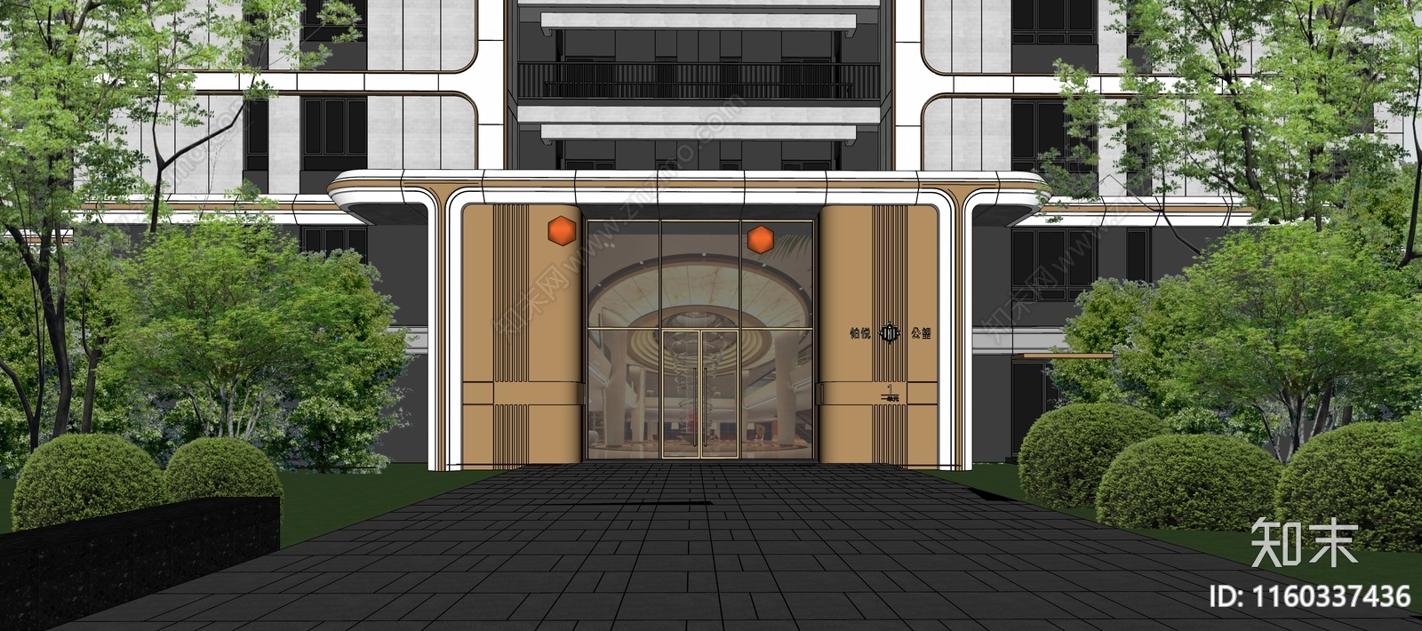 现代住宅入户单元门SU模型下载【ID:1160337436】