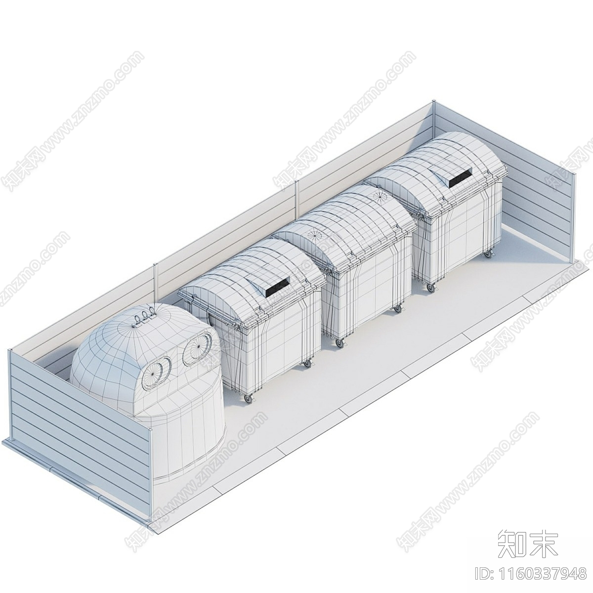 现代室外垃圾箱3D模型下载【ID:1160337948】