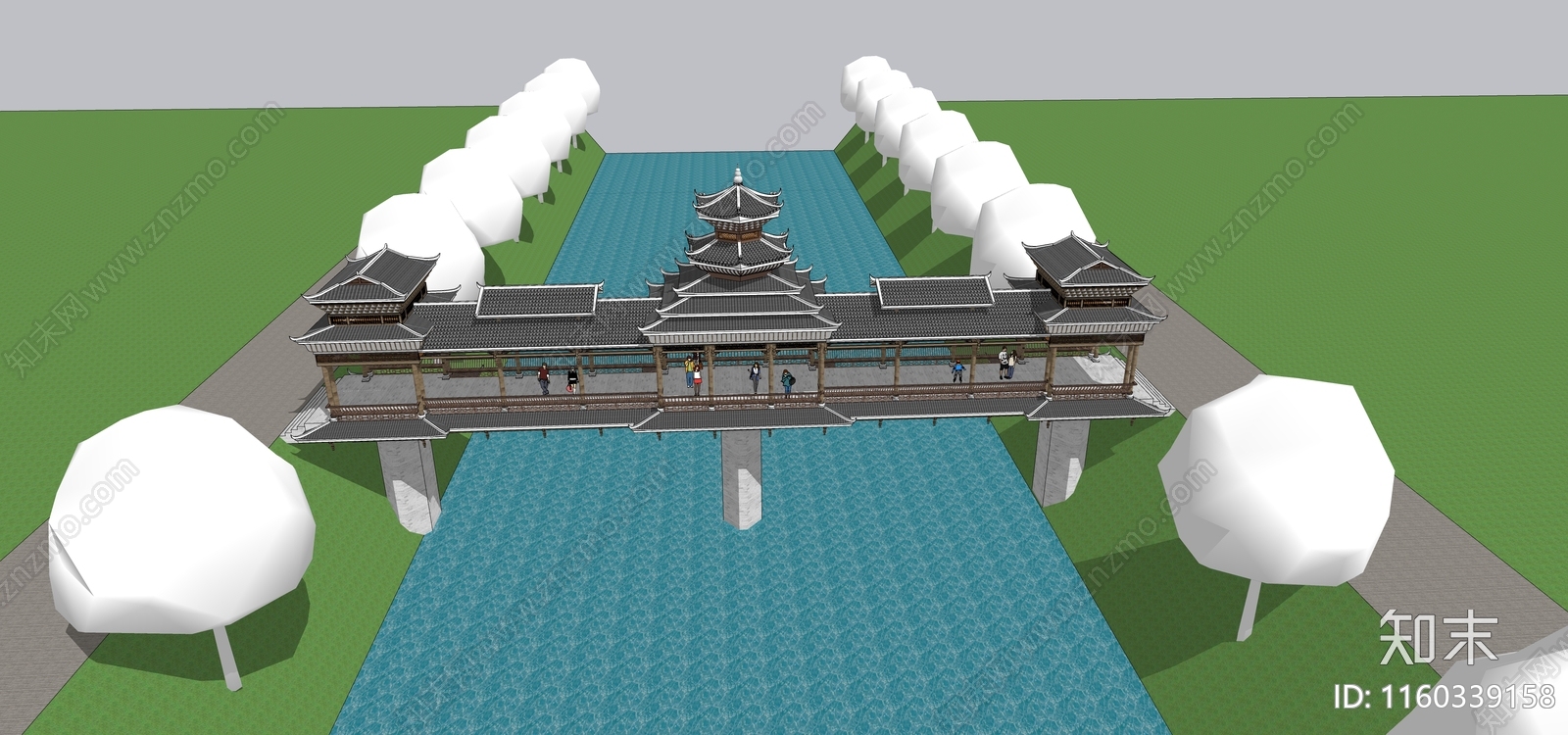 中式风格侗族风雨桥SU模型下载【ID:1160339158】